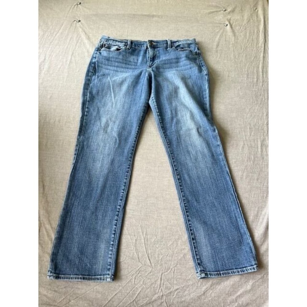 Lucky Brand Pants Womens 14/32 Blue Denim Straight Pocketed Belted 32x28.